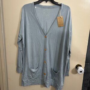 NWT Kyte Baby Bamboo Jersey Adult Cardigan in Fog XL